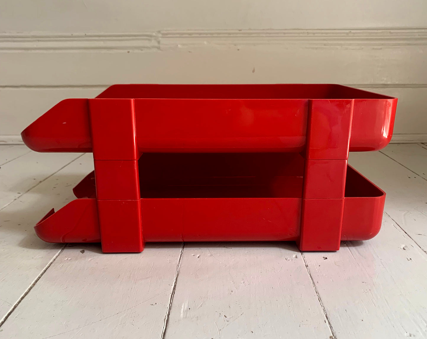 Vintage Red Plastic Stacking Letter Tray by Twinlock, A4+ Size