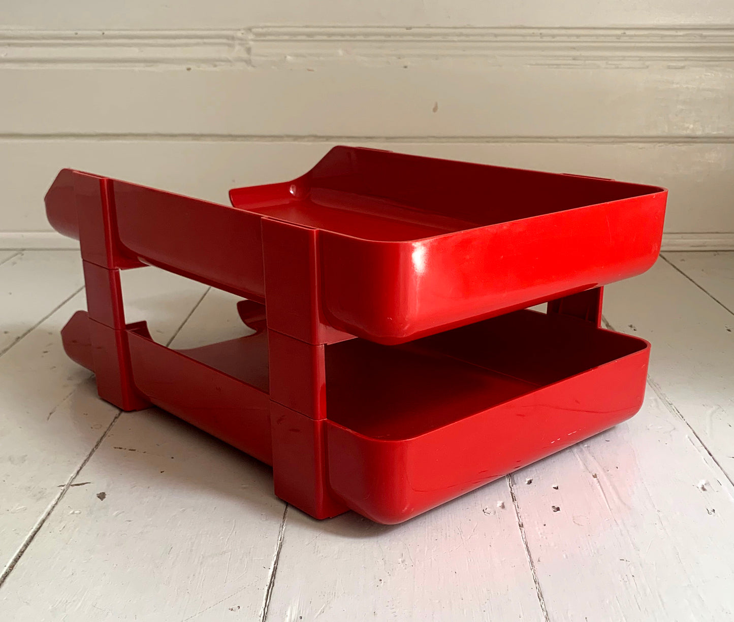 Vintage Red Plastic Stacking Letter Tray by Twinlock, A4+ Size