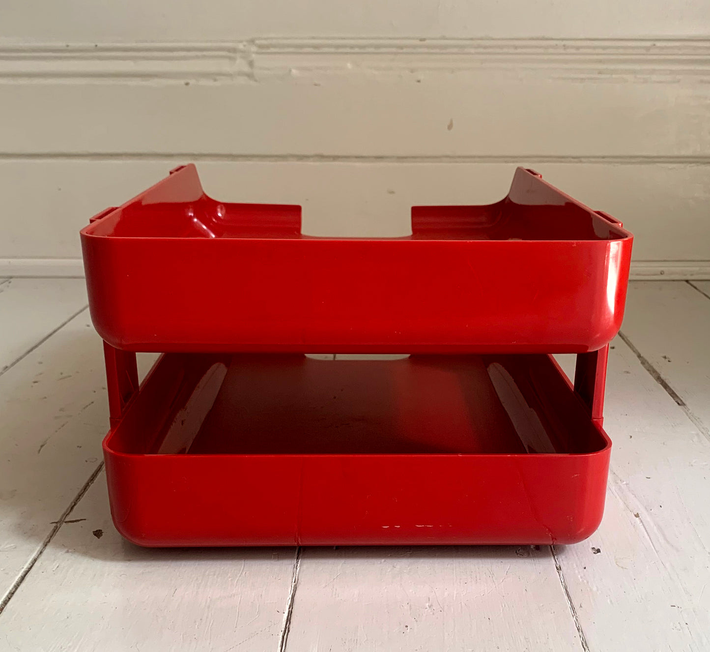 Vintage Red Plastic Stacking Letter Tray by Twinlock, A4+ Size