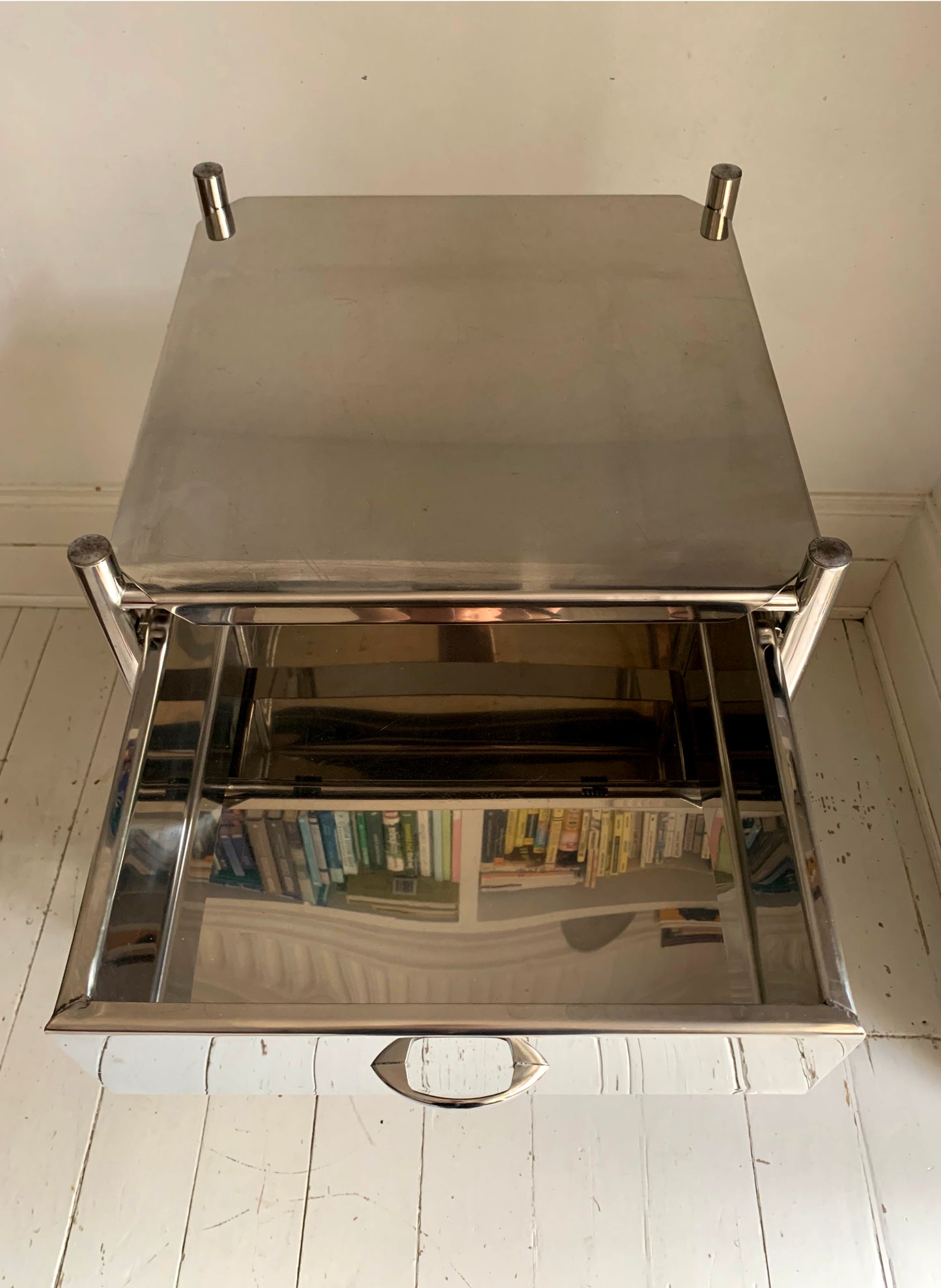 Vintage Stainless Steel / Chrome Medical / Drinks Trolley / Cabinet On Castors
