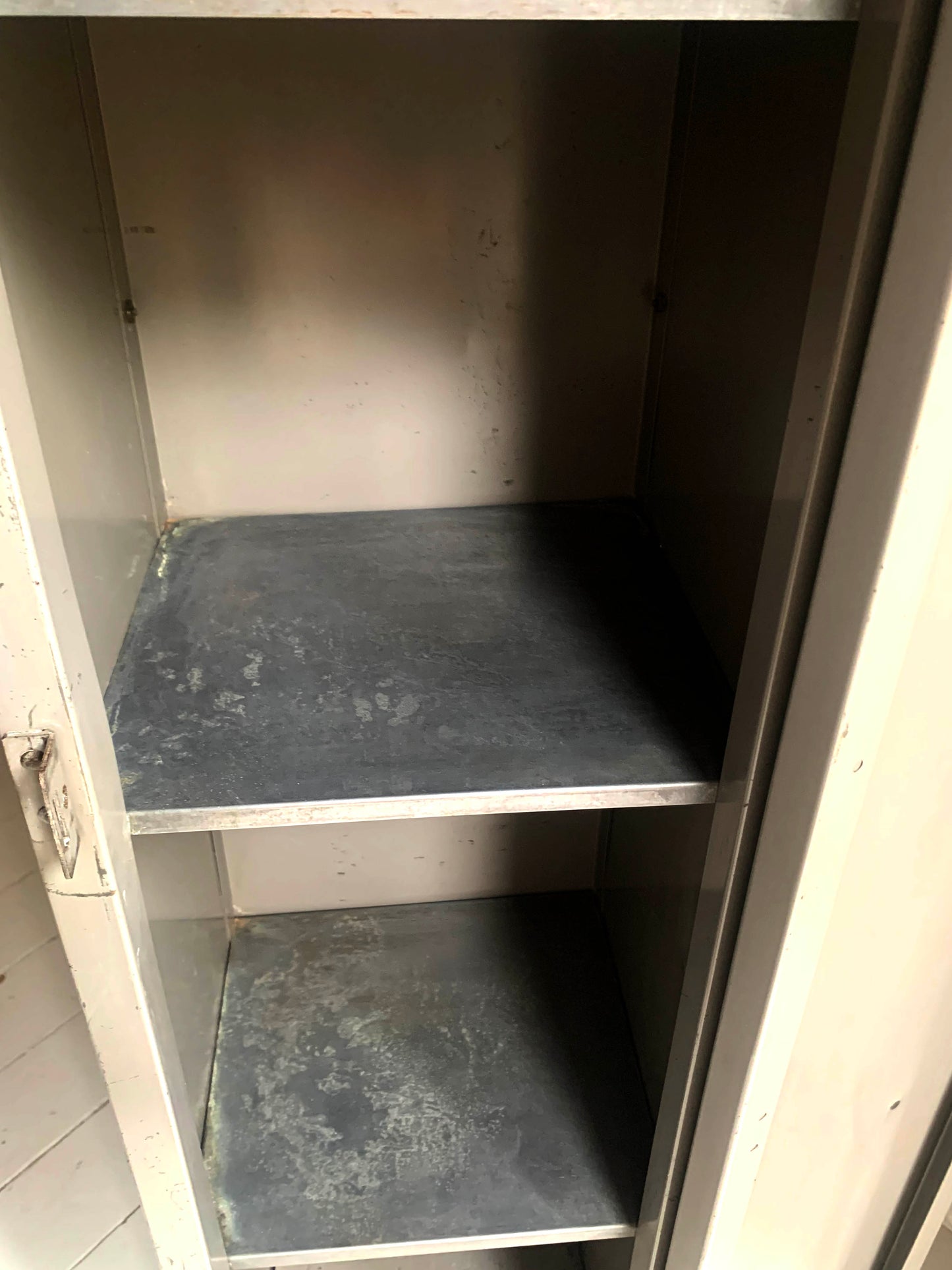 Vintage Tall Grey Metal Locker / Filing Cabinet with Four Shelves