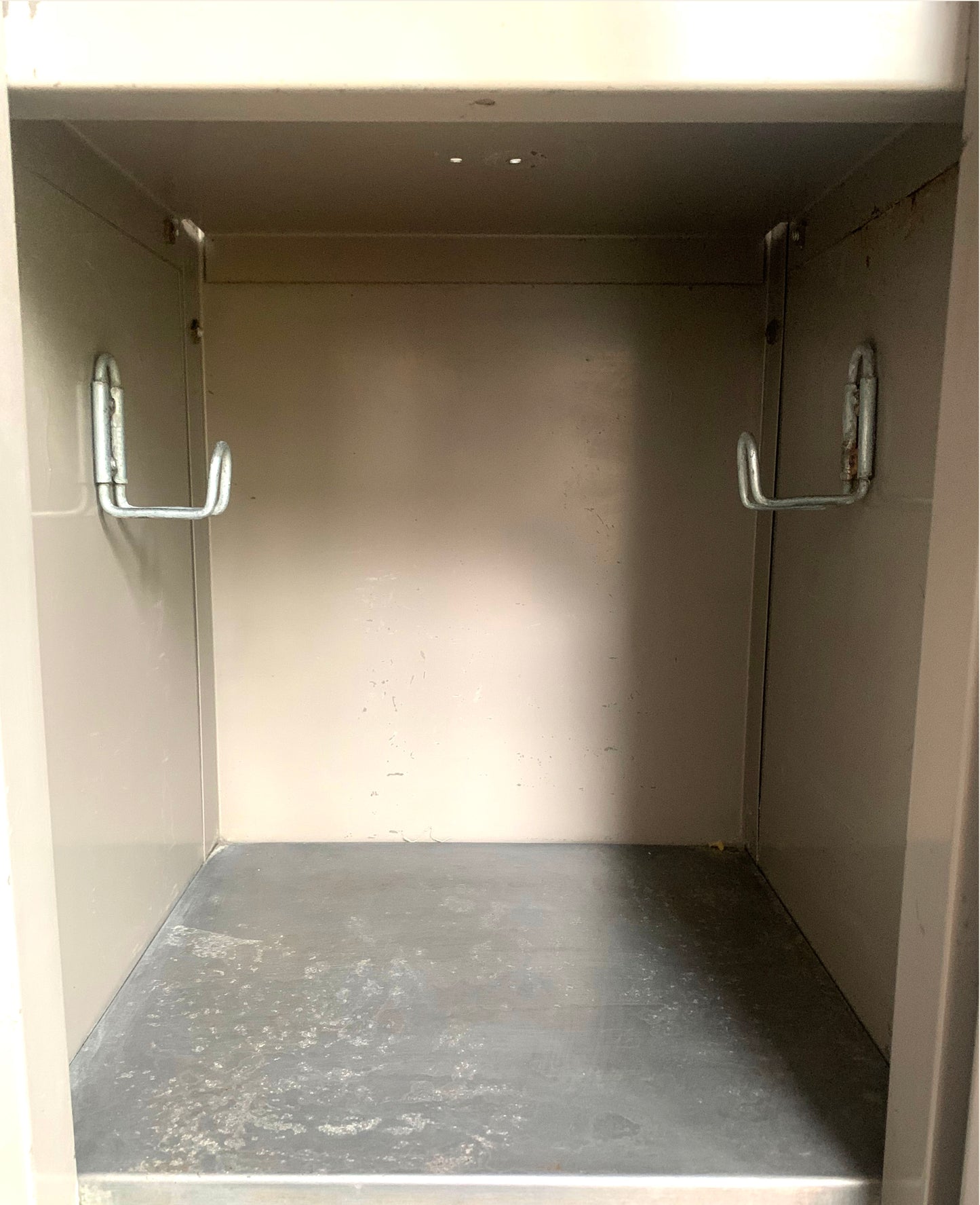 Vintage Tall Grey Metal Locker / Filing Cabinet with Four Shelves