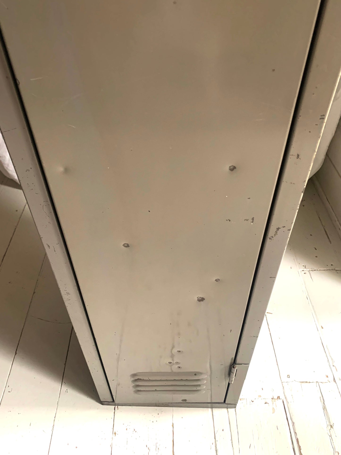 Vintage Tall Grey Metal Locker / Filing Cabinet with Four Shelves