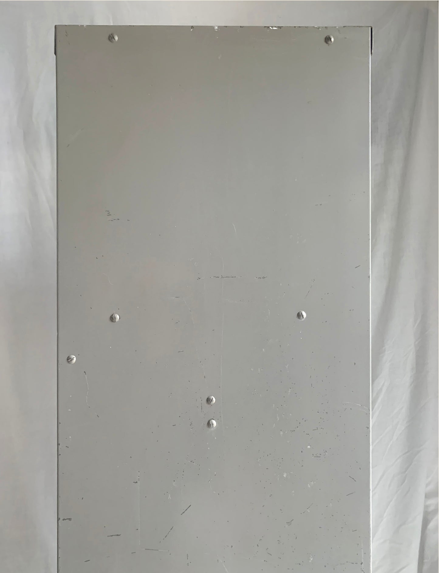 Vintage Tall Grey Metal Locker / Filing Cabinet with Four Shelves