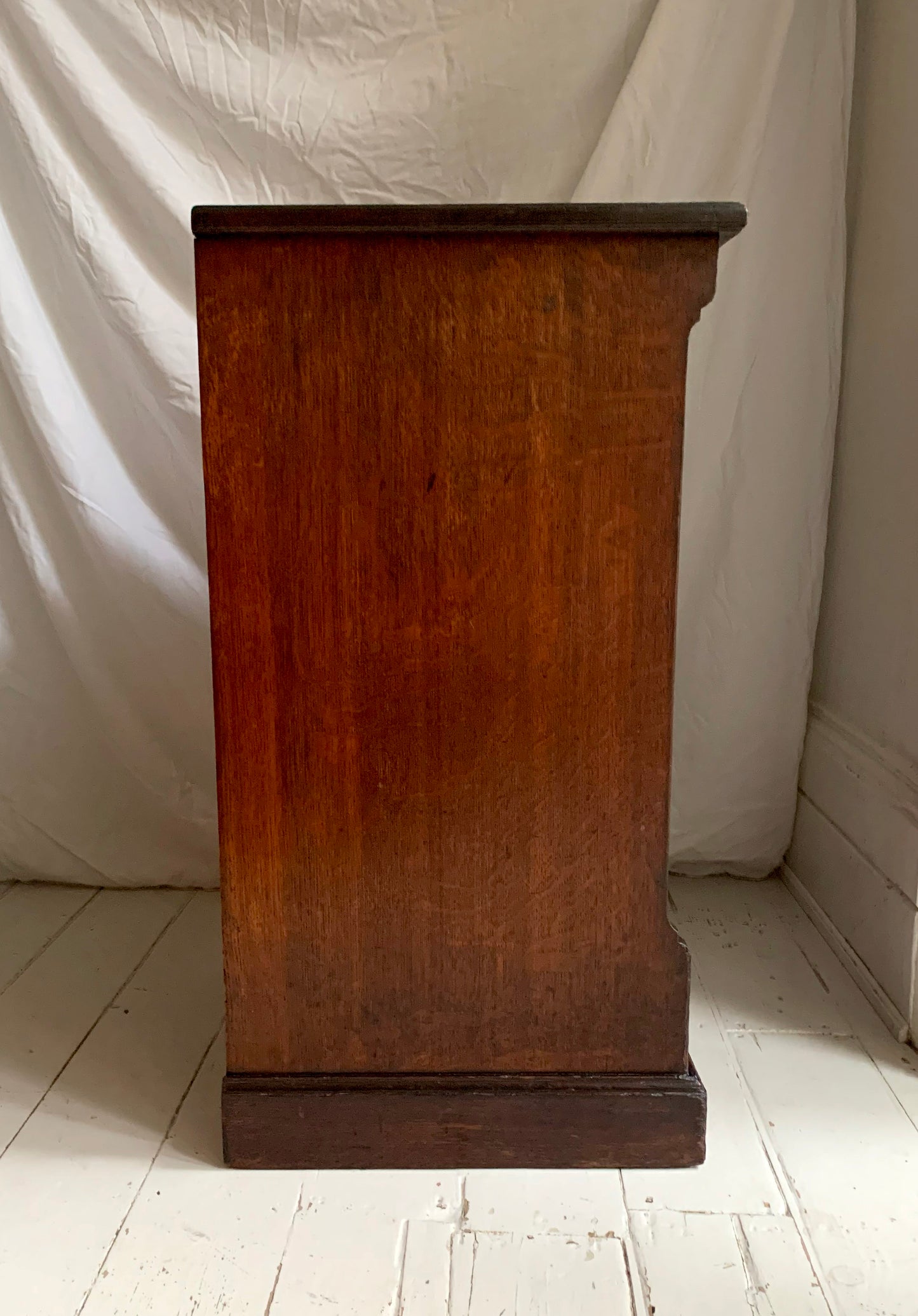 Vintage Oak Tambour Free Standing Filing Cabinet