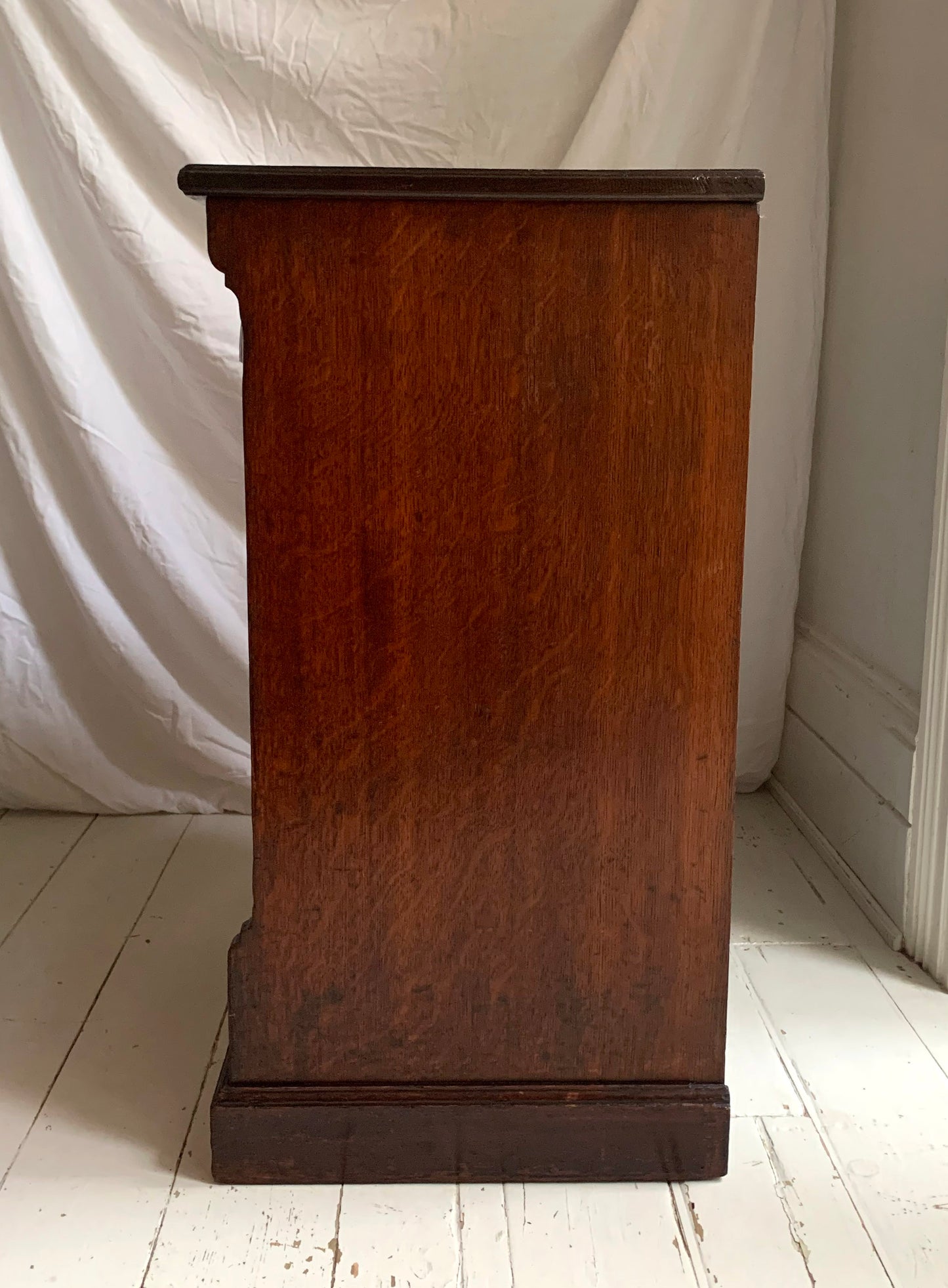 Vintage Oak Tambour Free Standing Filing Cabinet