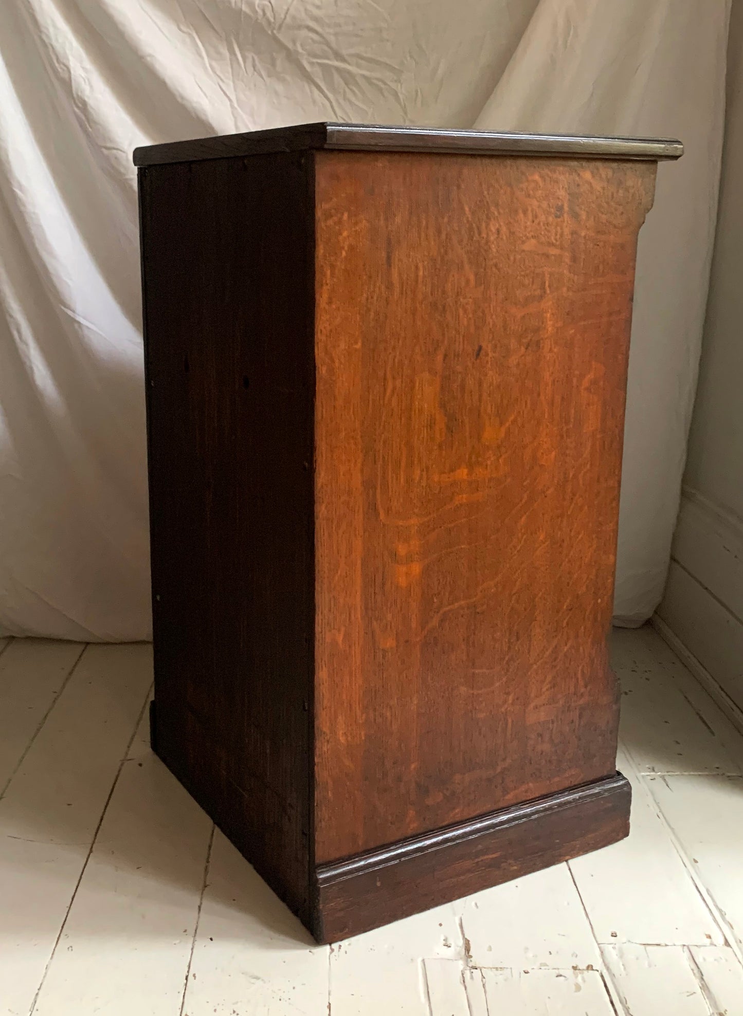 Vintage Oak Tambour Free Standing Filing Cabinet