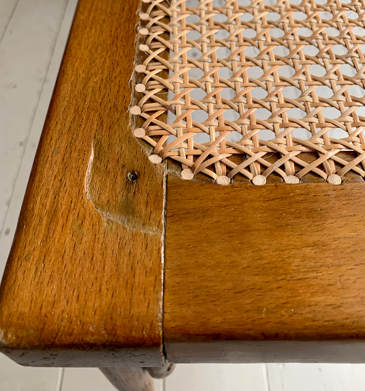 Stunning Vintage Two Meter Long Rattan & Bentwood Hallway Bench / Window Seat