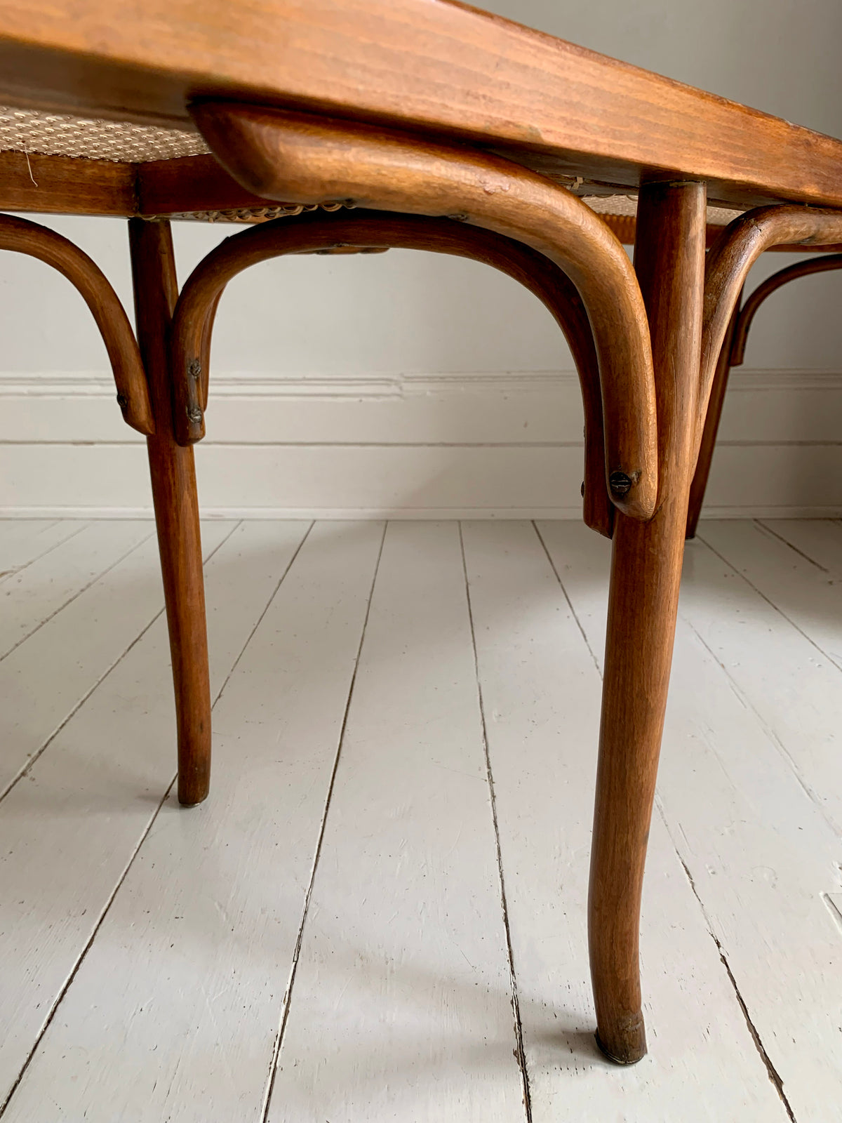 Stunning Vintage Two Meter Long Rattan & Bentwood Hallway Bench / Window Seat