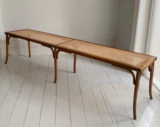 Stunning Vintage Two Meter Long Rattan & Bentwood Hallway Bench / Window Seat