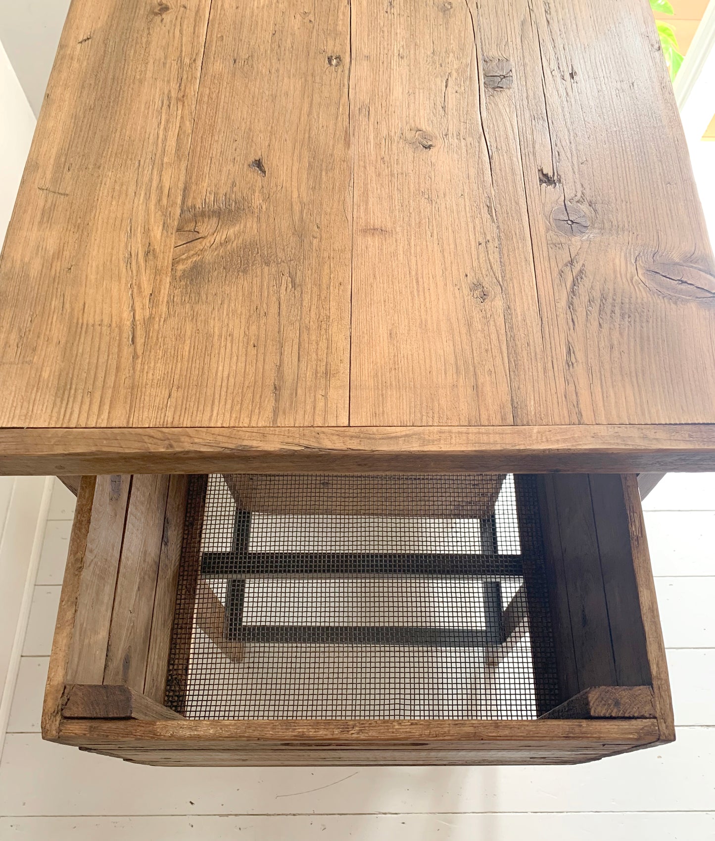 Vintage Handmade Industrial Two Drawer Wooden Storage Unit w/ Reclaimed Crates