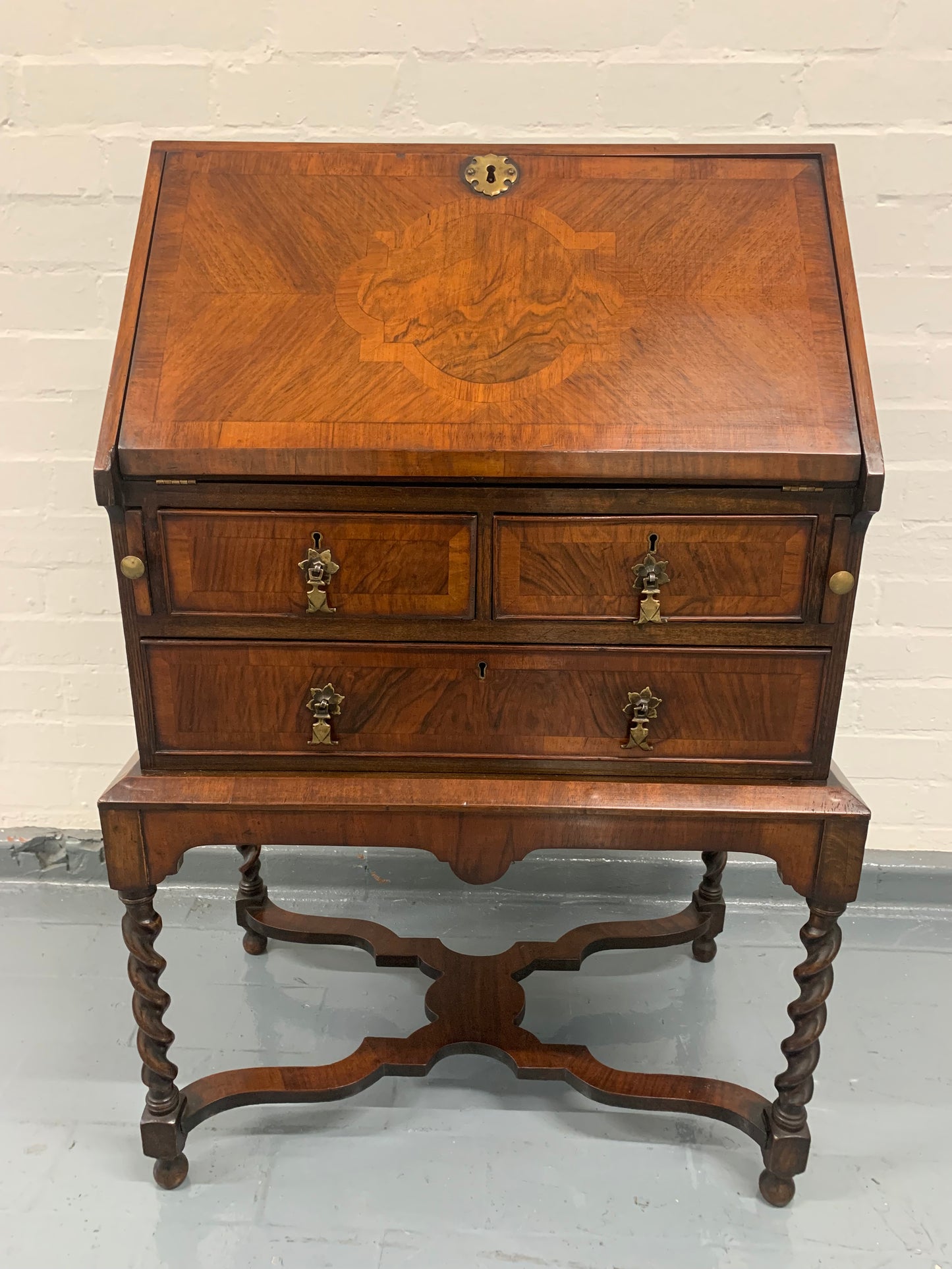 Stunning William & Mary Bureau Secretaire with Barley Twist Legs