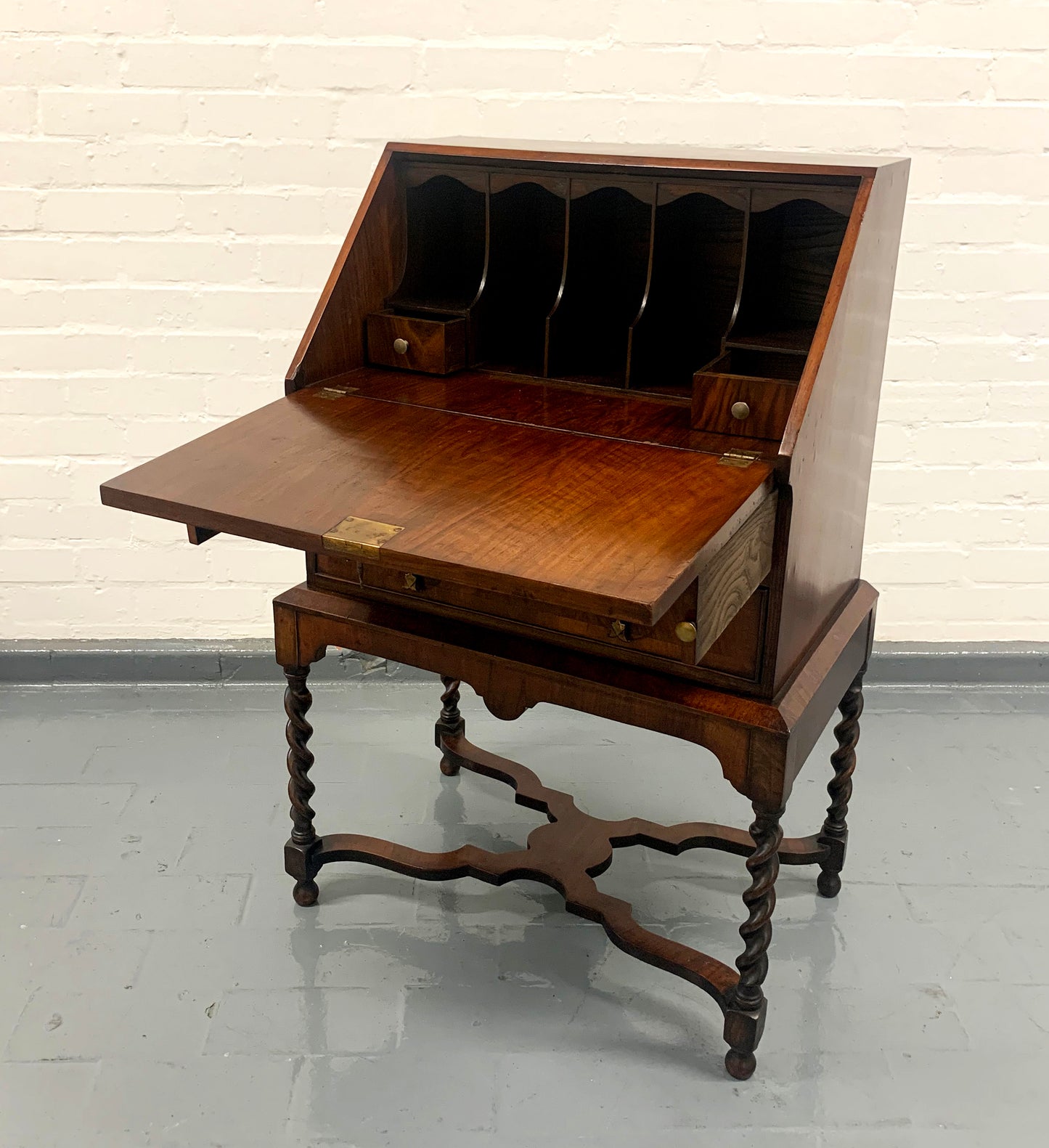 Stunning William & Mary Bureau Secretaire with Barley Twist Legs