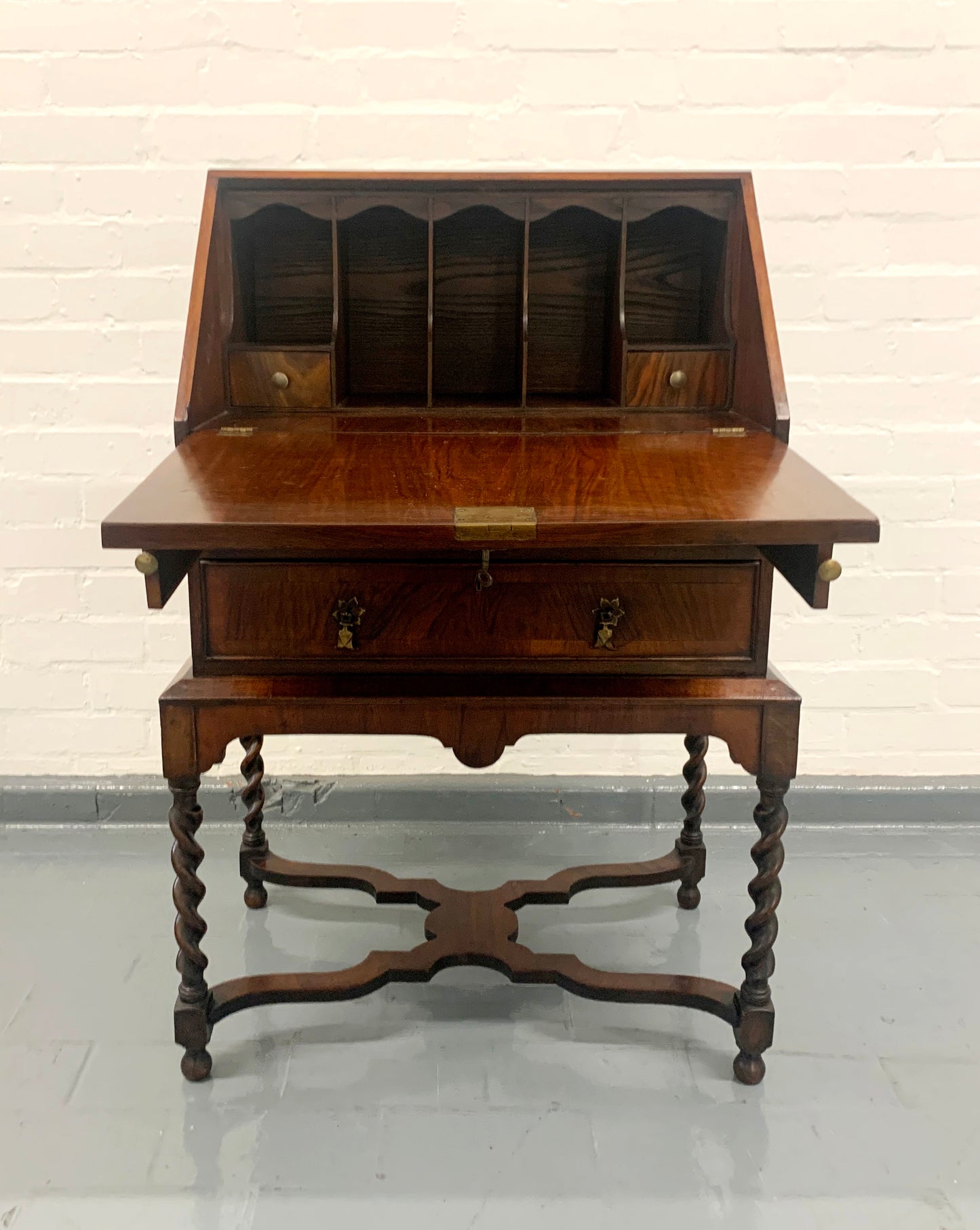 Stunning William & Mary Bureau Secretaire with Barley Twist Legs