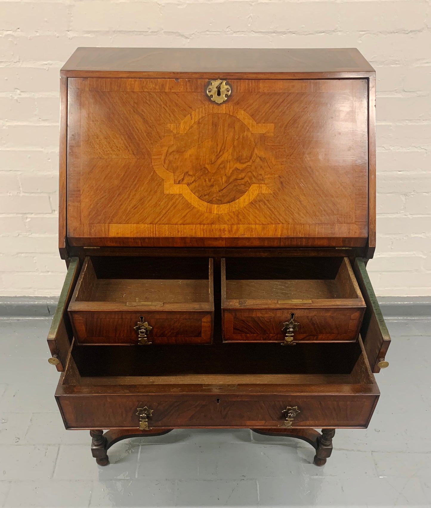 Stunning William & Mary Bureau Secretaire with Barley Twist Legs