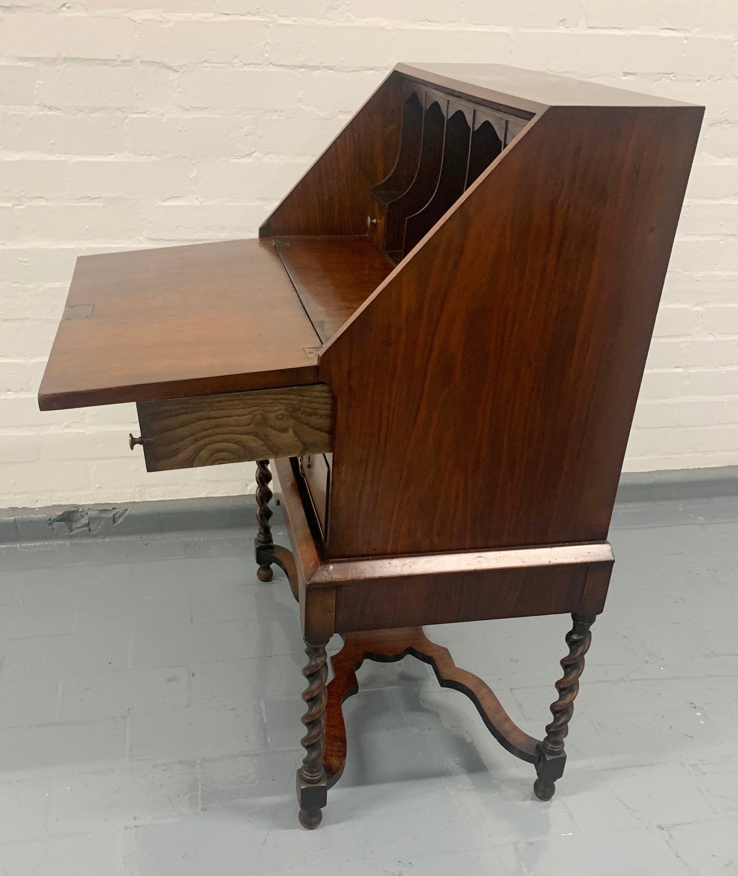 Stunning William & Mary Bureau Secretaire with Barley Twist Legs