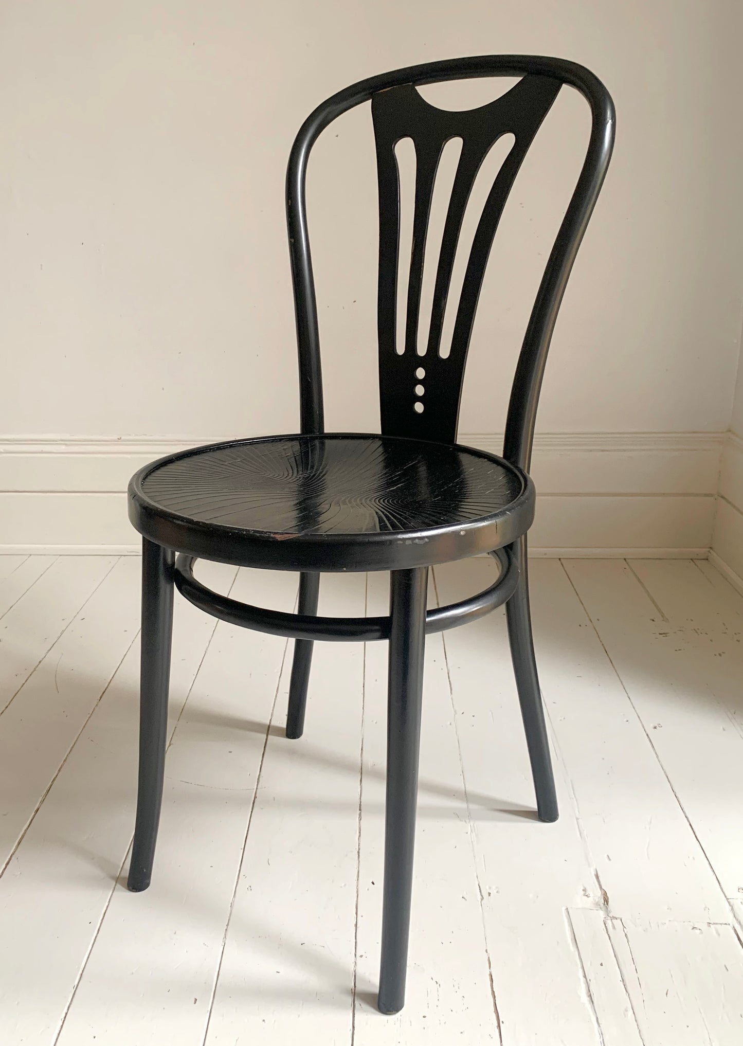 2 x Black Bentwood 1960s ZPM Radomsko Cafe / Dining Chairs - Thonet Style
