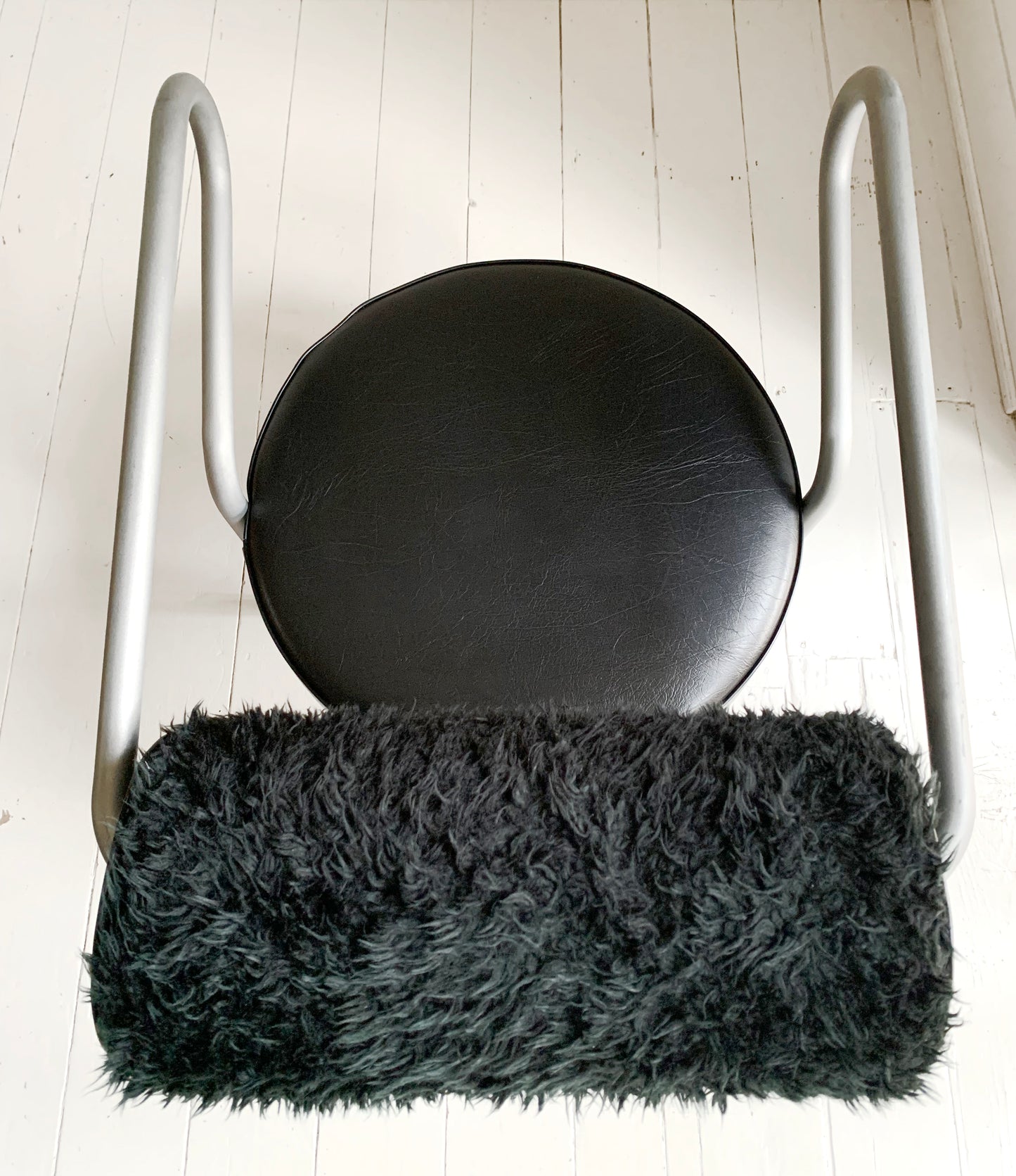 Vintage Danish lounge chair by The Natural Choice, 1970s, Black Vinyl & Faux Fur