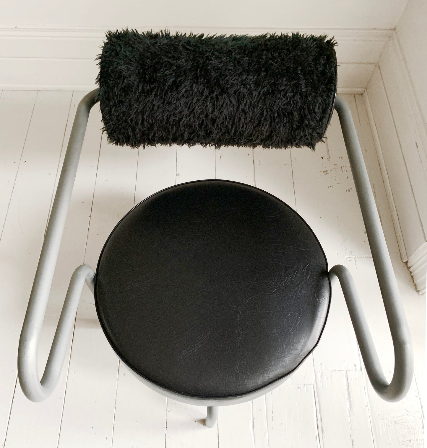Vintage Danish lounge chair by The Natural Choice, 1970s, Black Vinyl & Faux Fur