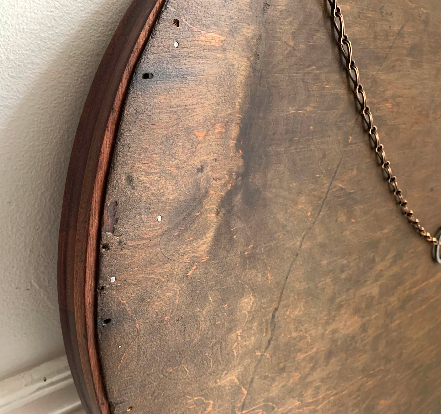 Large Vintage Oval Mirror with Oak Frame, Bevelled Glass with Gentle Foxing