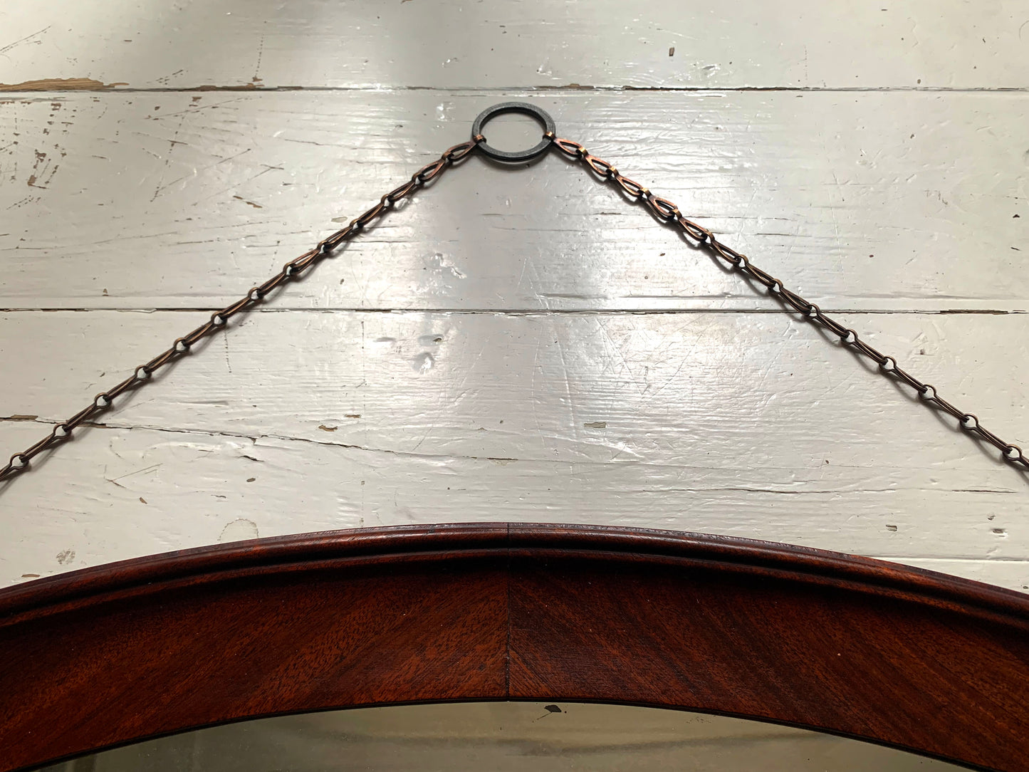 Large Vintage Oval Mirror with Oak Frame, Bevelled Glass with Gentle Foxing