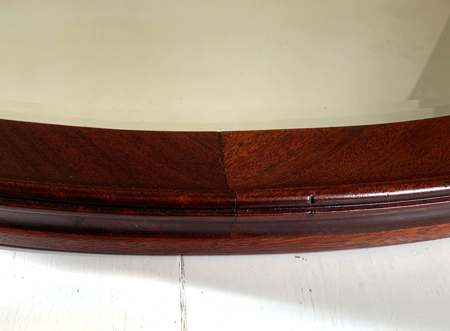 Large Vintage Oval Mirror with Oak Frame, Bevelled Glass with Gentle Foxing