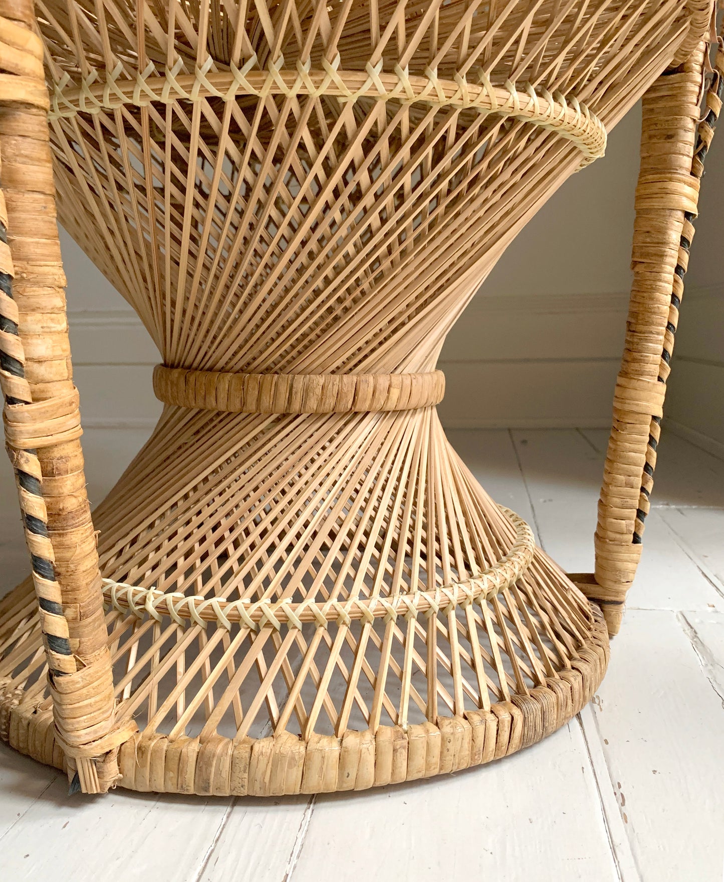 Small Rattan Wicker Chair with twisted base, used & in excellent condition
