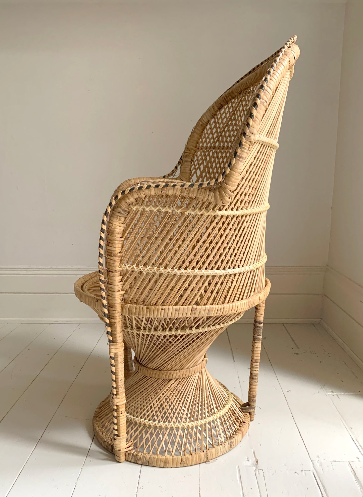 Small Rattan Wicker Chair with twisted base, used & in excellent condition