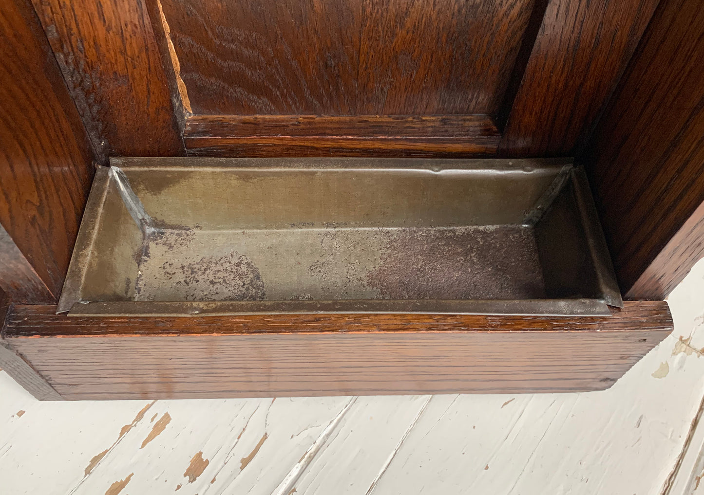 Antique Oak Arts & Craft Hall Seat / Settle /With Arms, Storage & Umbrella Trays