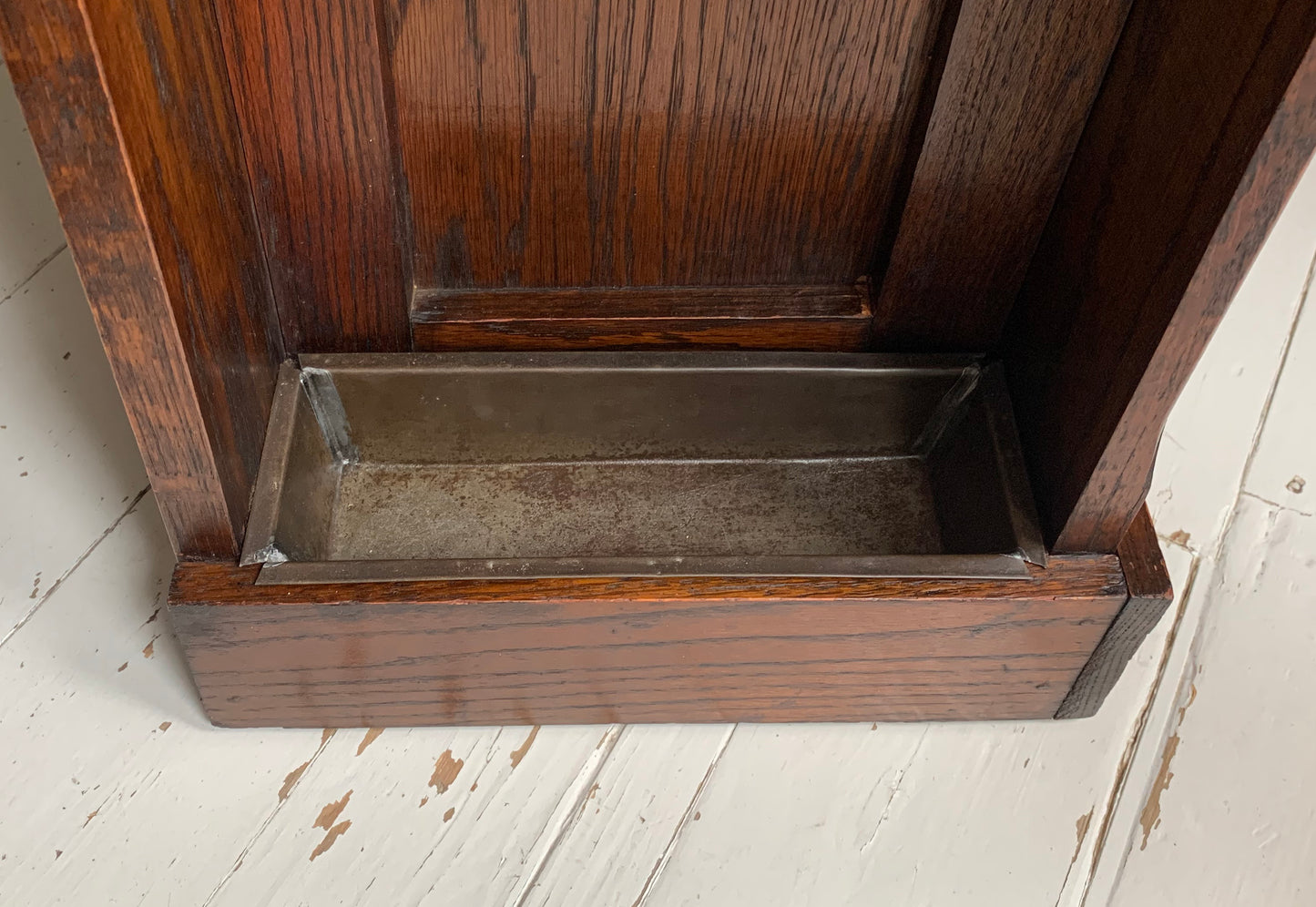 Antique Oak Arts & Craft Hall Seat / Settle /With Arms, Storage & Umbrella Trays