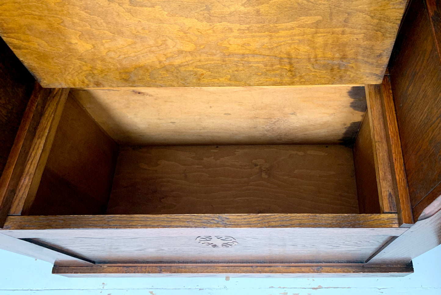 Antique Oak Arts & Craft Hall Seat / Settle /With Arms, Storage & Umbrella Trays