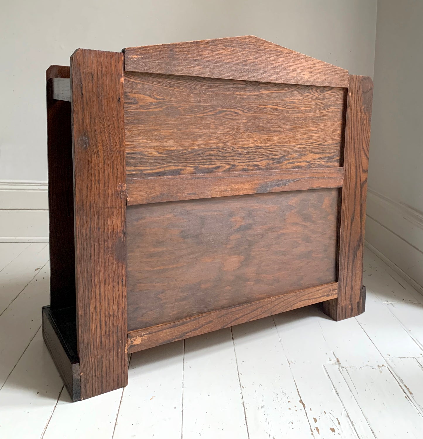 Antique Oak Arts & Craft Hall Seat / Settle /With Arms, Storage & Umbrella Trays