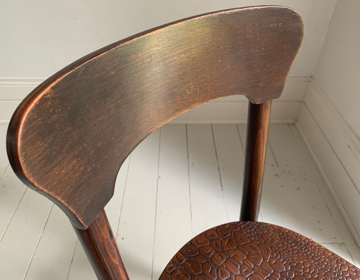 A Pair of Crocodile Embossed Bentwood Cafe / Dining Chairs, a rare find