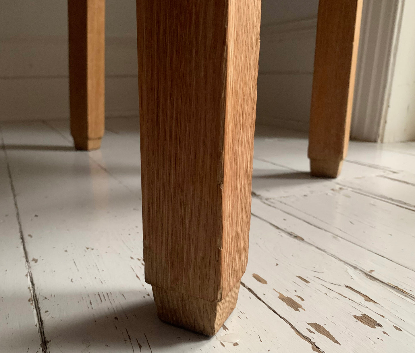 Pair of Vintage Solid English Oak Hall Chairs - Art Deco Church Altar Chairs