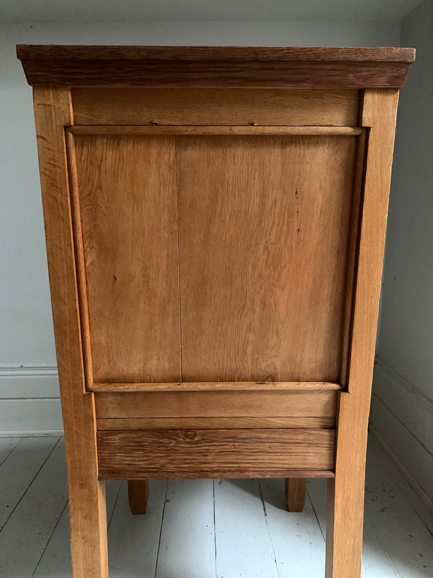 Pair of Vintage Solid English Oak Hall Chairs - Art Deco Church Altar Chairs