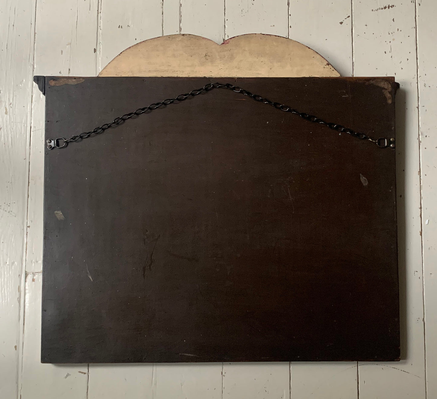 Antique Victorian Mirror w/ Bevelled Glass & Mahogany Frame, Carved Pediment
