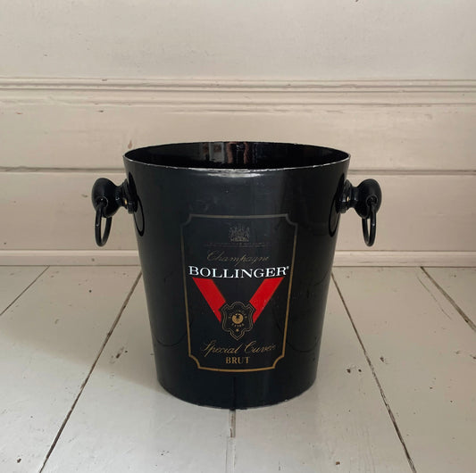 Vintage French Bollinger Black Painted Metal Champagne Ice Bucket Cooler