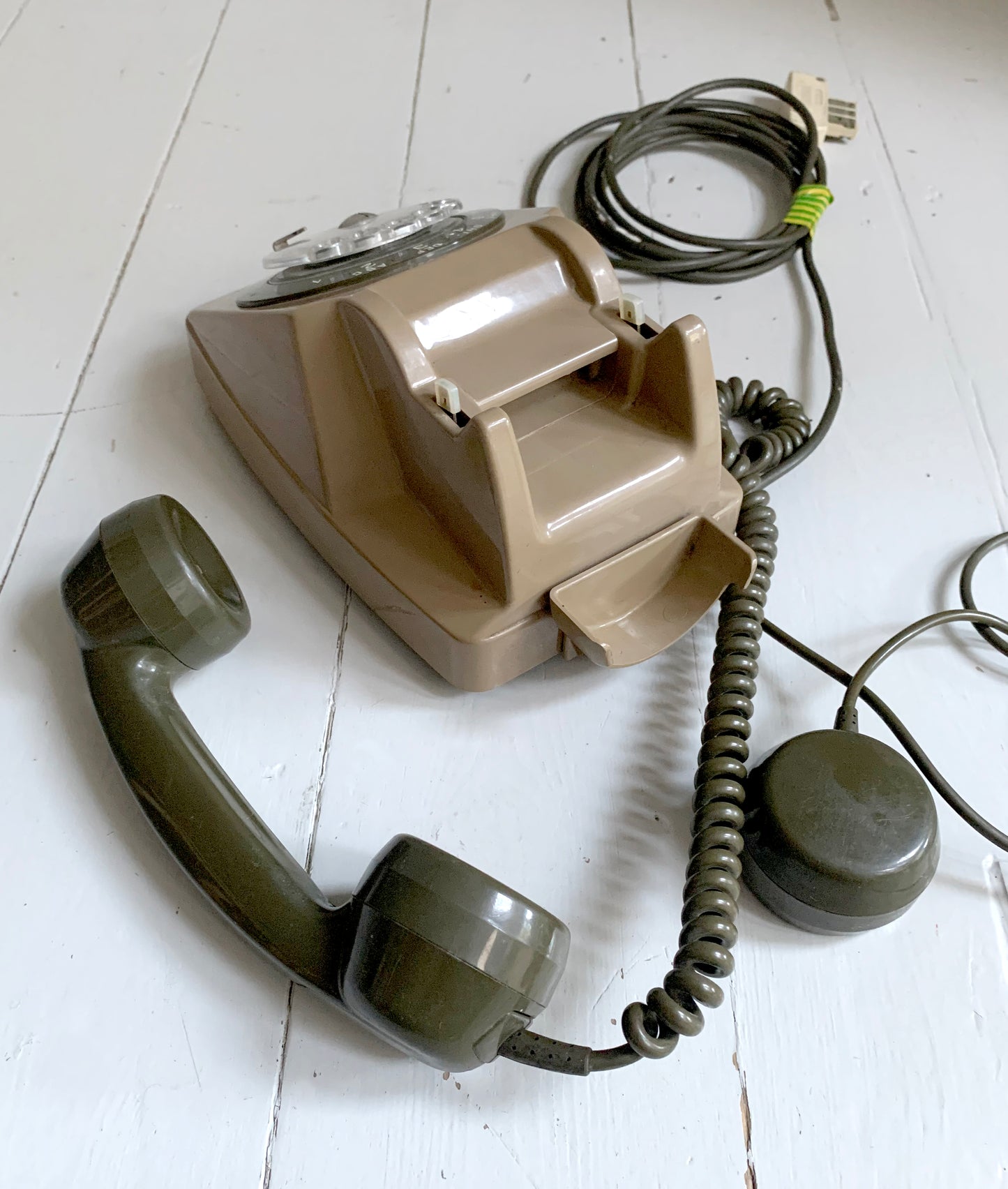 Vintage French Rotary Telephone / 1980 / CTD Bonneville / Two Tone Brown, Khaki