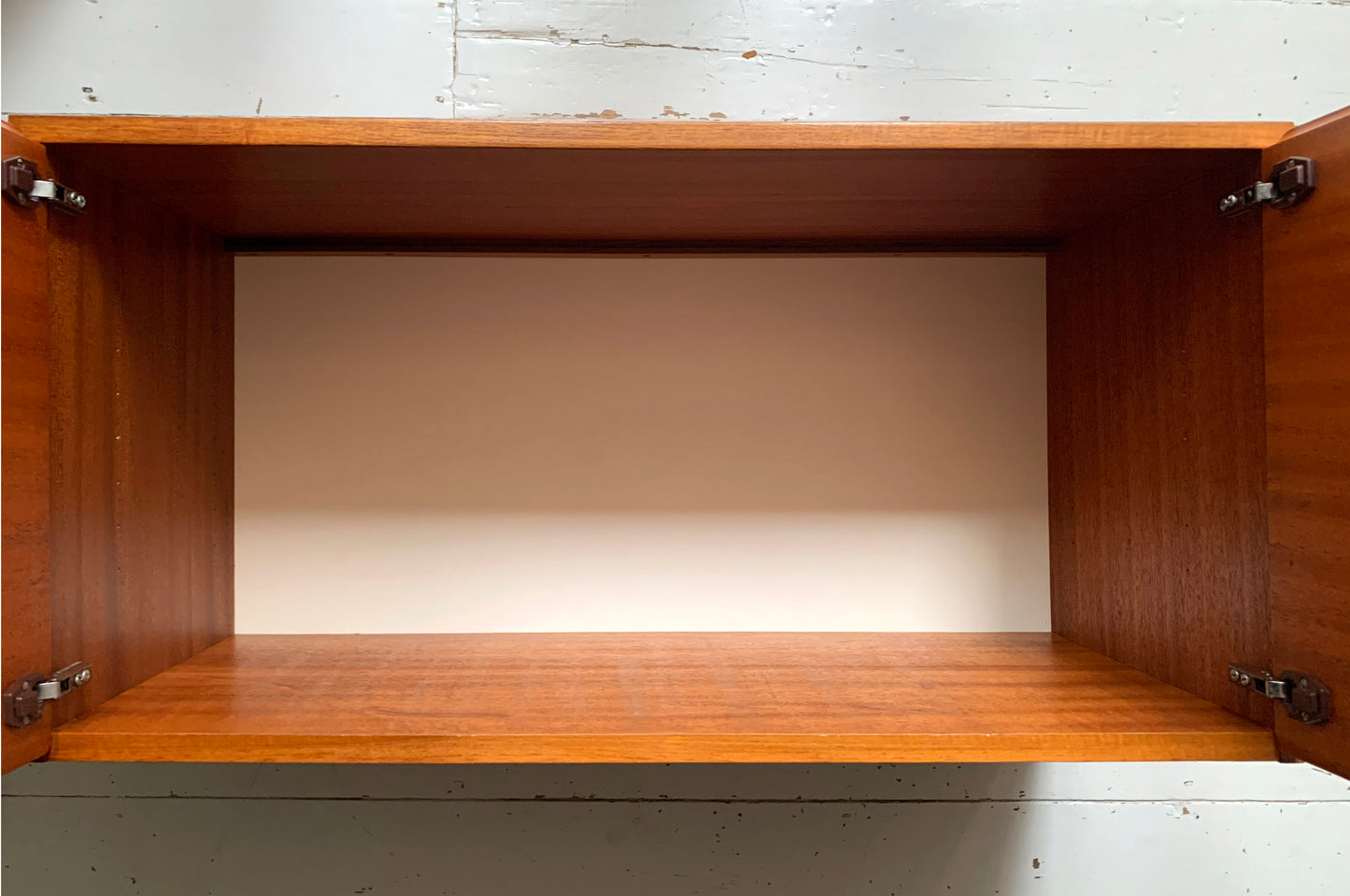 Mid Century Teak Beaver & Tapley 33 Wall Mounted Two-Door Cabinet