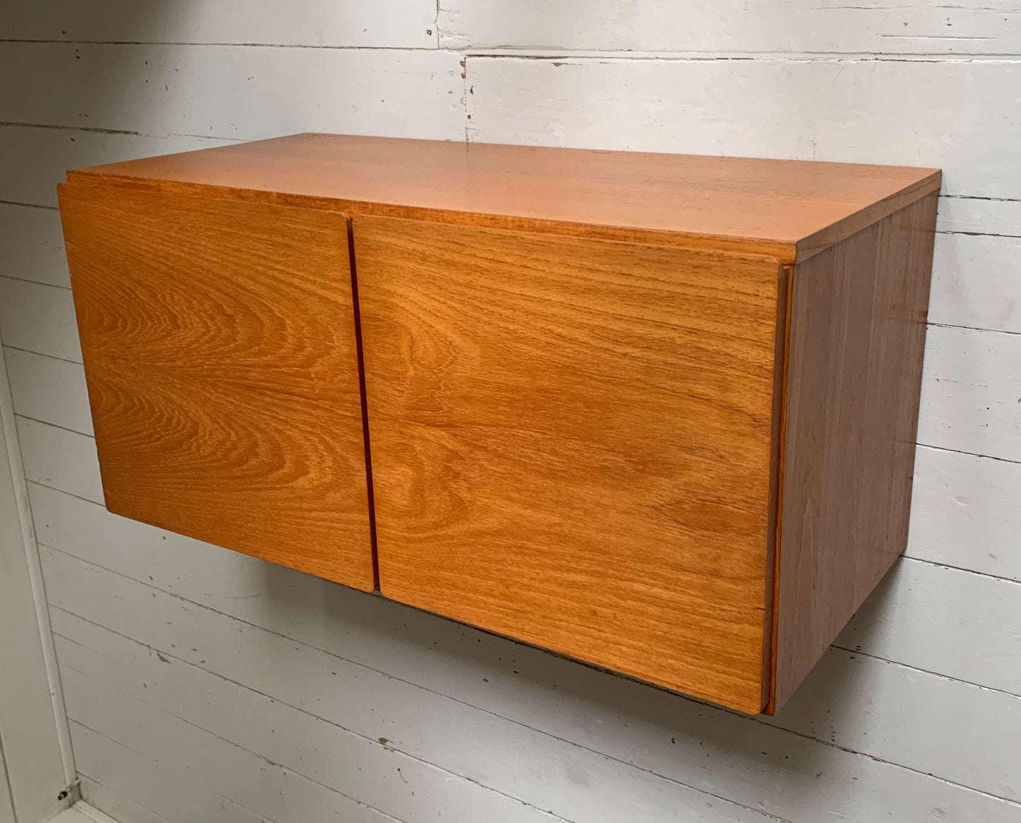 Mid Century Teak Beaver & Tapley 33 Wall Mounted Two-Door Cabinet
