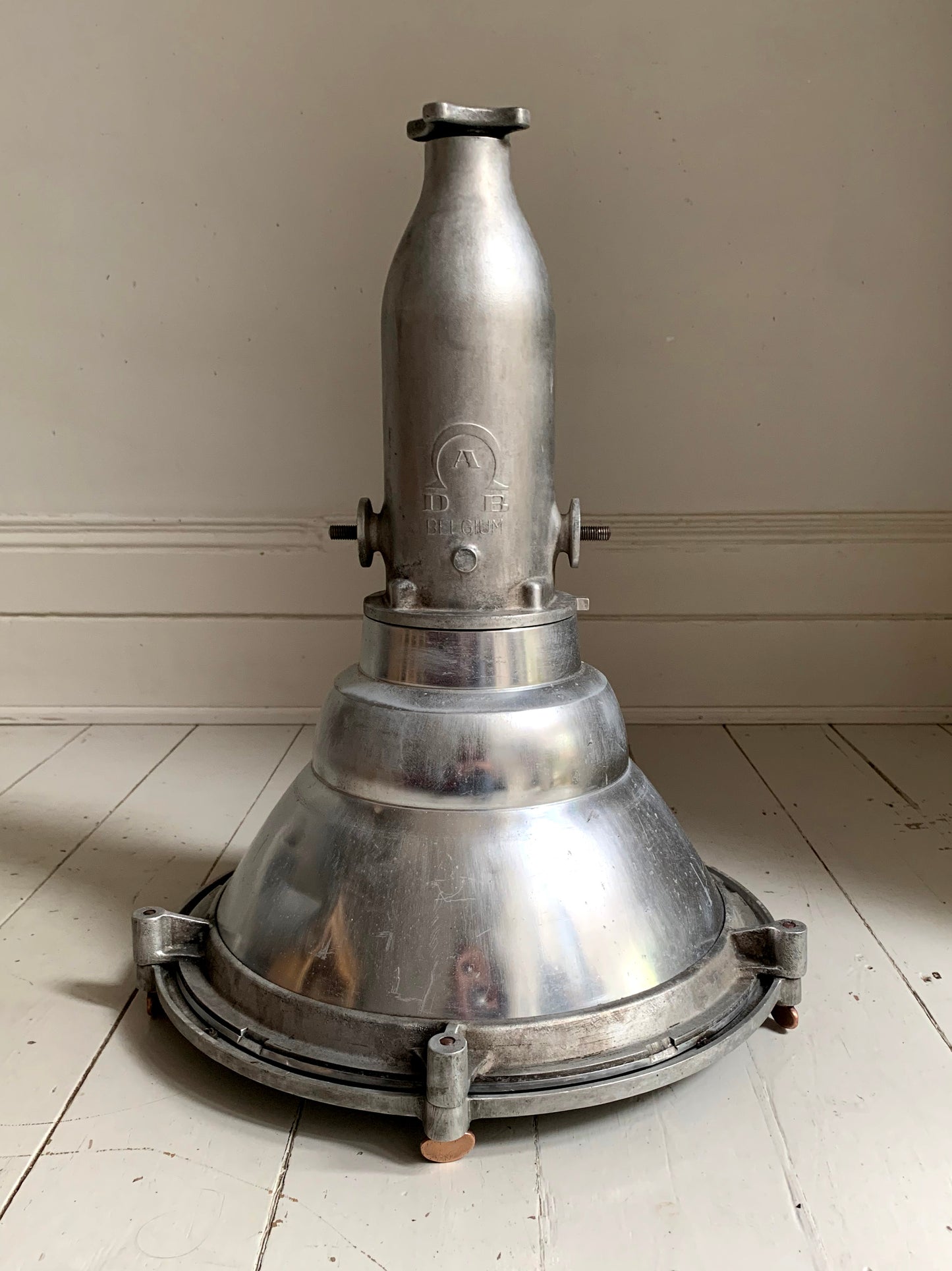 Vintage Industrial Belgian Pendant Light by DAB, Copper Butterfly Bolts