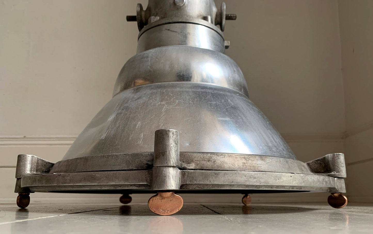 Vintage Industrial Belgian Pendant Light by DAB, Copper Butterfly Bolts
