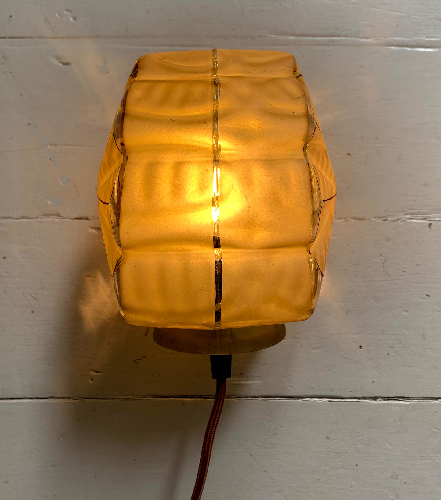Stunning Vintage Hand Painted Brown Semi Opaque Glass Ceiling Pendant Lightshade