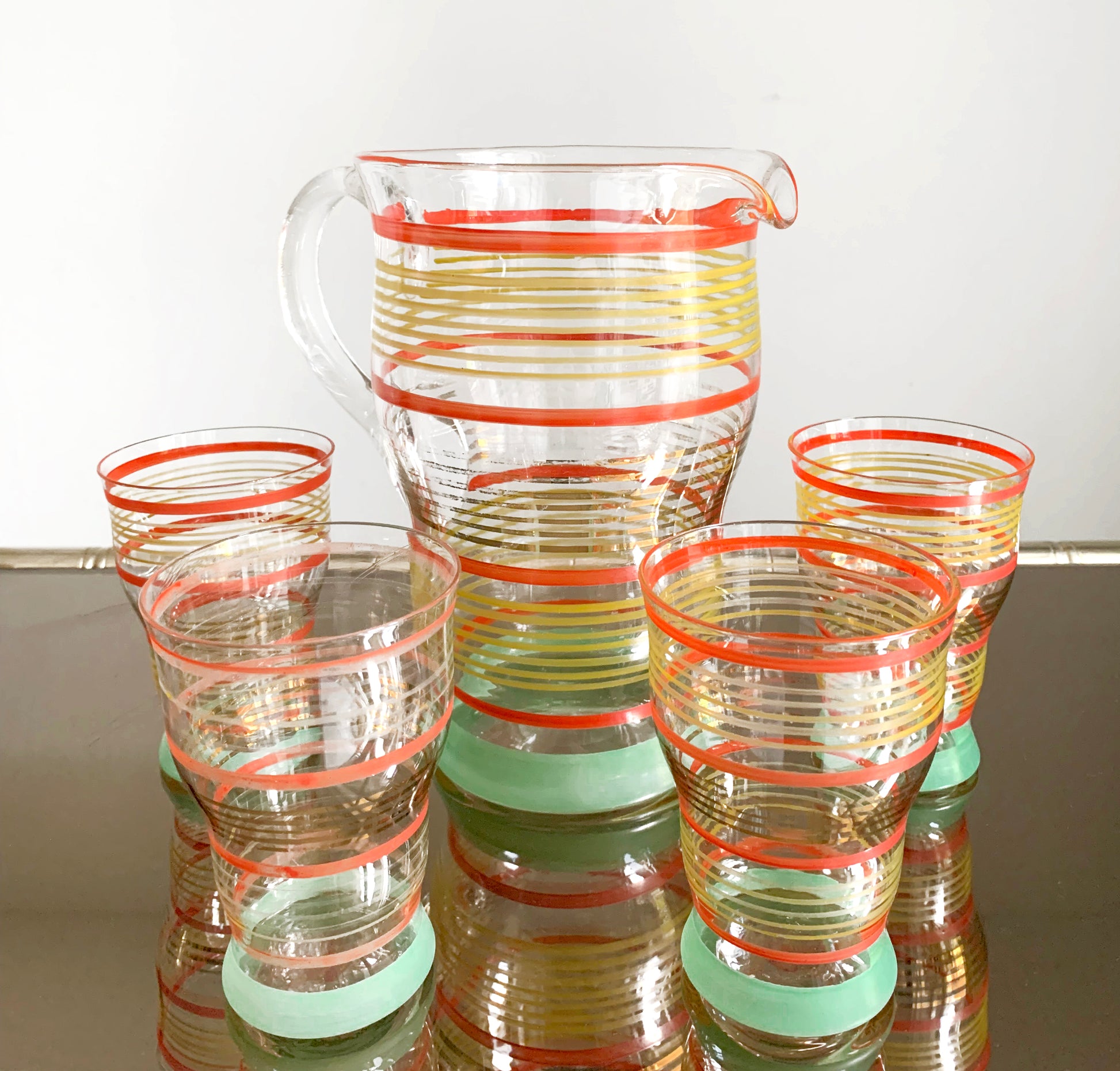 Vibrant Ridged Pitcher & Cups, Hobby Lobby