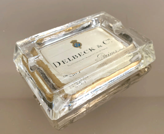 Rare Vintage French Glass Ashtray 'Delbeck & Cie Champagne'